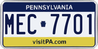 PA license plate MEC7701