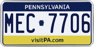 PA license plate MEC7706