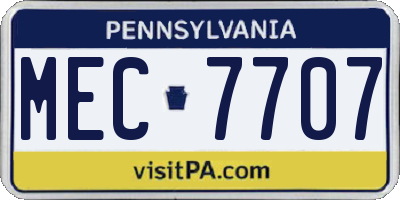 PA license plate MEC7707