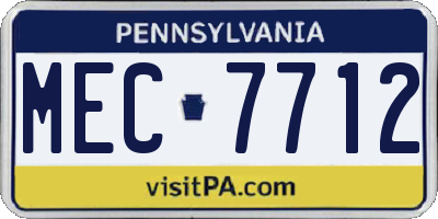PA license plate MEC7712