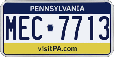 PA license plate MEC7713
