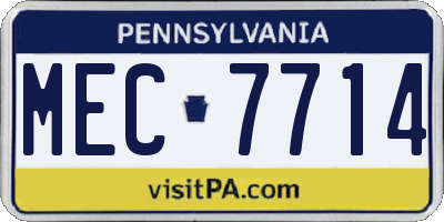 PA license plate MEC7714