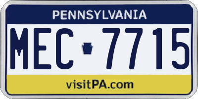 PA license plate MEC7715