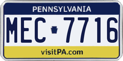 PA license plate MEC7716