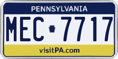PA license plate MEC7717