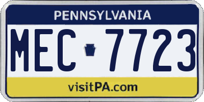 PA license plate MEC7723