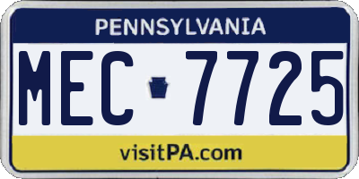 PA license plate MEC7725