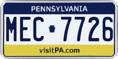 PA license plate MEC7726