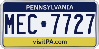 PA license plate MEC7727