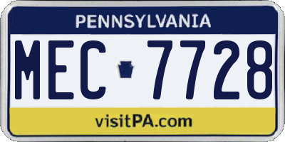 PA license plate MEC7728