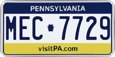 PA license plate MEC7729