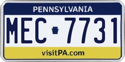 PA license plate MEC7731