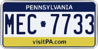 PA license plate MEC7733