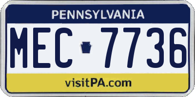 PA license plate MEC7736
