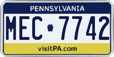 PA license plate MEC7742