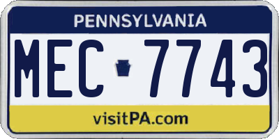 PA license plate MEC7743