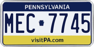 PA license plate MEC7745
