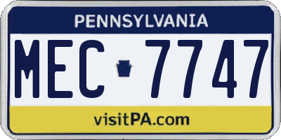PA license plate MEC7747