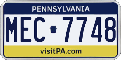 PA license plate MEC7748