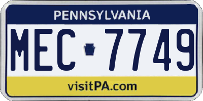 PA license plate MEC7749