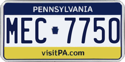 PA license plate MEC7750