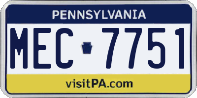 PA license plate MEC7751