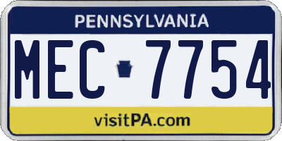 PA license plate MEC7754