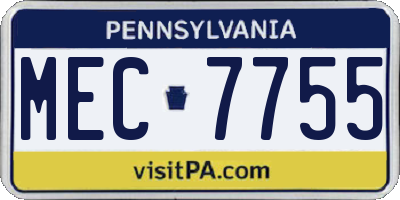PA license plate MEC7755