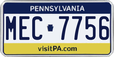 PA license plate MEC7756
