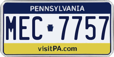 PA license plate MEC7757