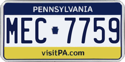 PA license plate MEC7759