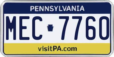 PA license plate MEC7760