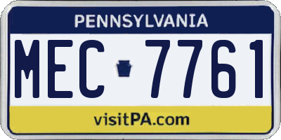 PA license plate MEC7761
