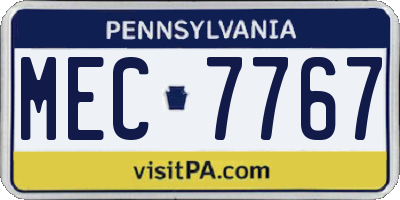 PA license plate MEC7767