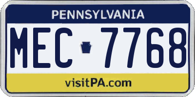 PA license plate MEC7768