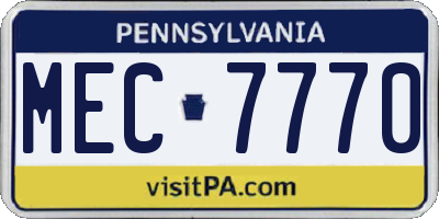 PA license plate MEC7770