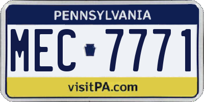 PA license plate MEC7771
