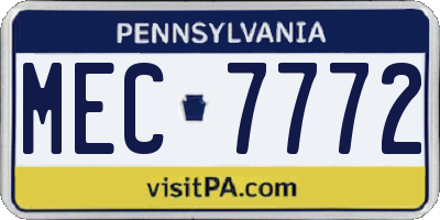 PA license plate MEC7772