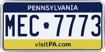 PA license plate MEC7773