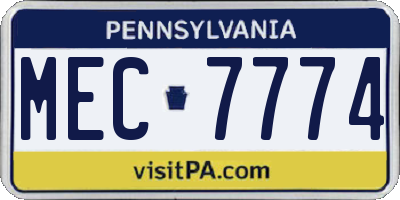 PA license plate MEC7774