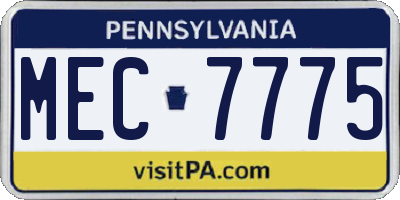 PA license plate MEC7775