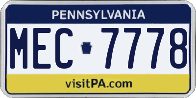 PA license plate MEC7778