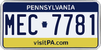 PA license plate MEC7781
