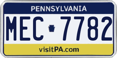 PA license plate MEC7782