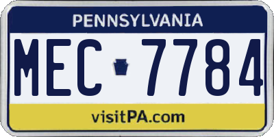 PA license plate MEC7784