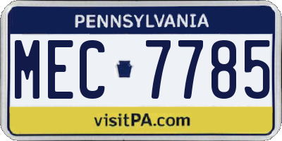 PA license plate MEC7785
