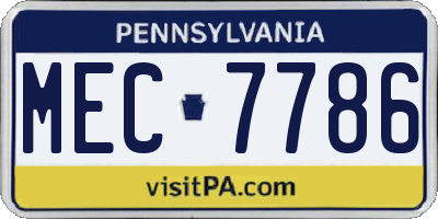 PA license plate MEC7786