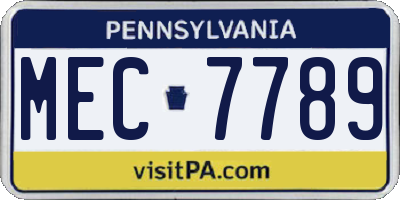 PA license plate MEC7789