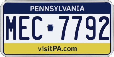 PA license plate MEC7792