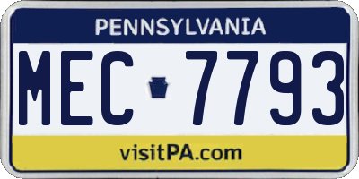 PA license plate MEC7793